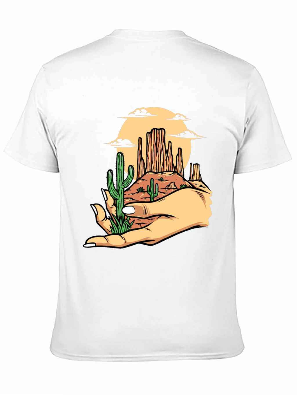 Desert Landscape Graphic Tee - Black Cotton T-Shirt