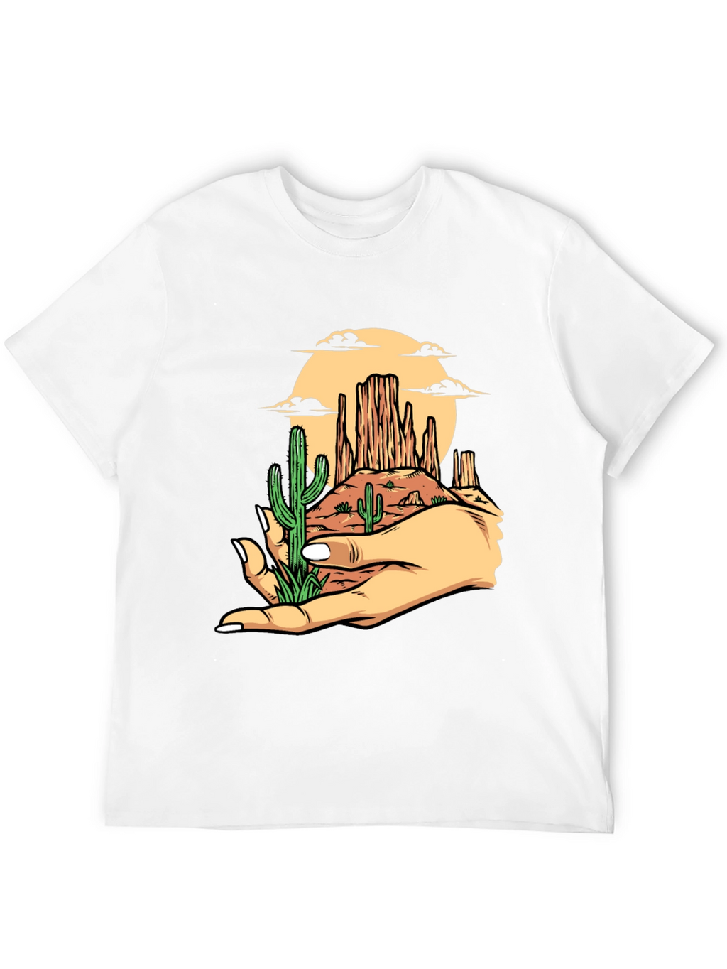 Desert Landscape Graphic Tee - Black Cotton T-Shirt
