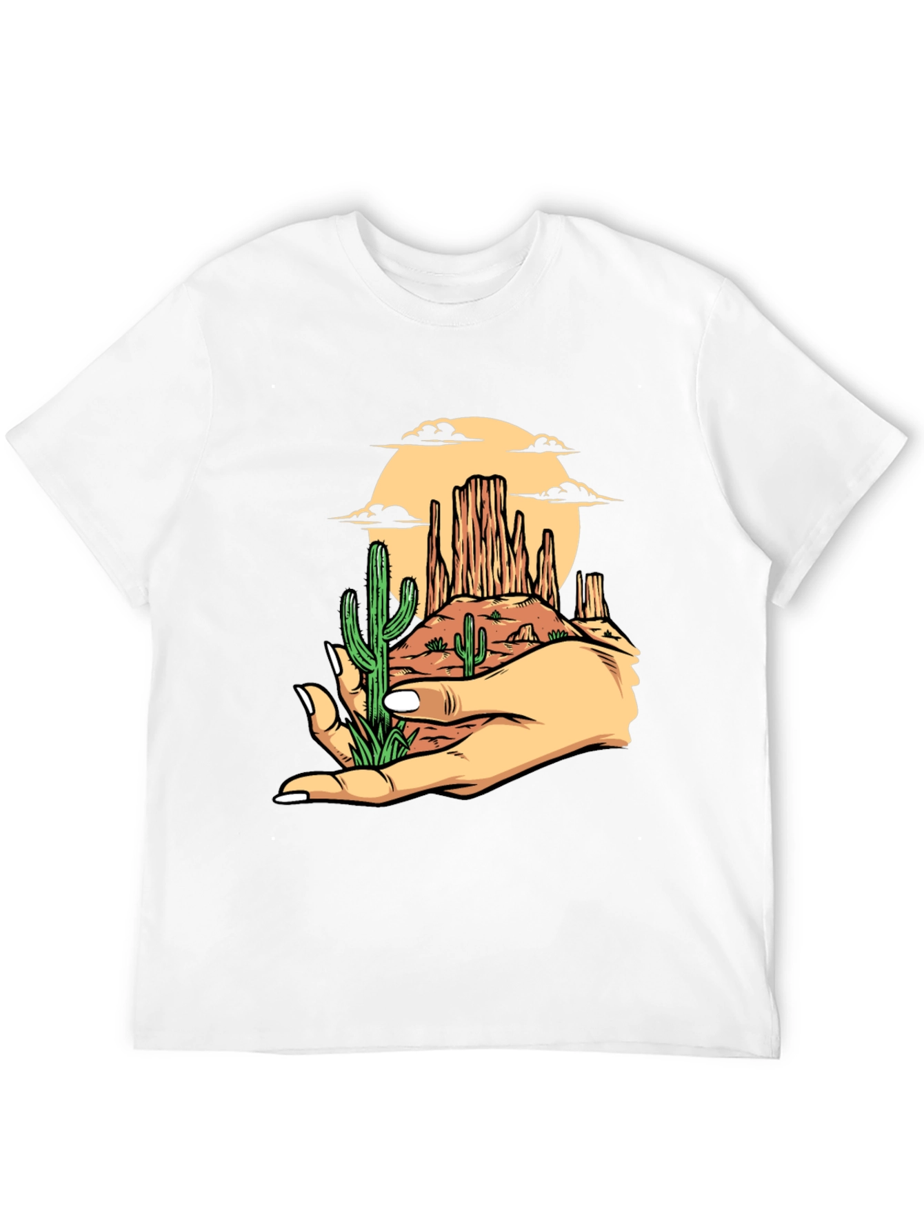 Desert Landscape Graphic Tee - Black Cotton T-Shirt