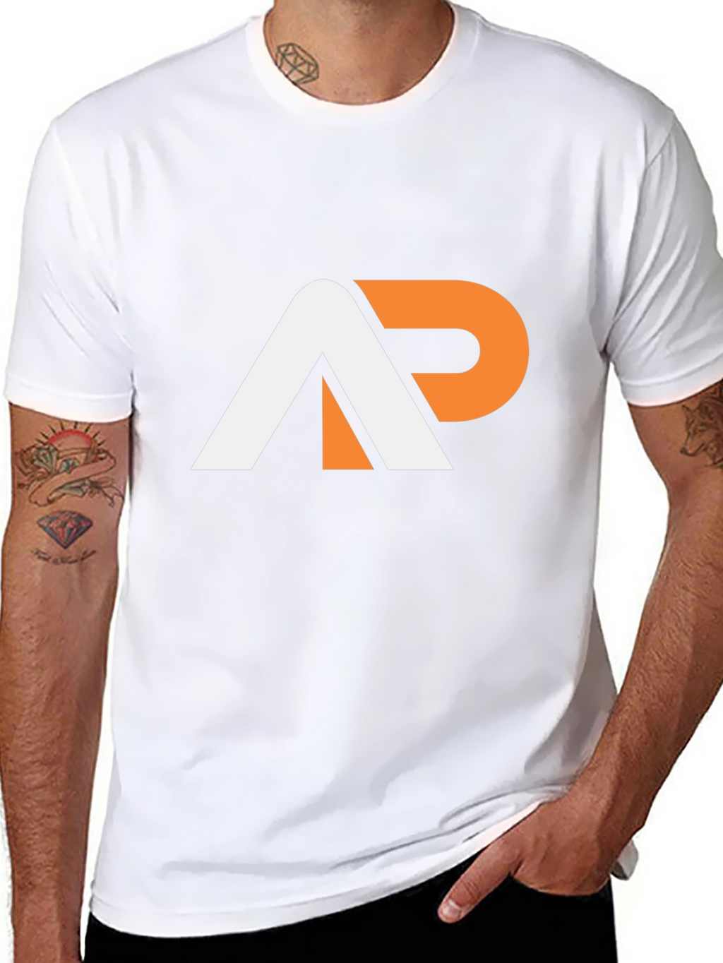 Stylish AP Logo Graphic Tee - Black