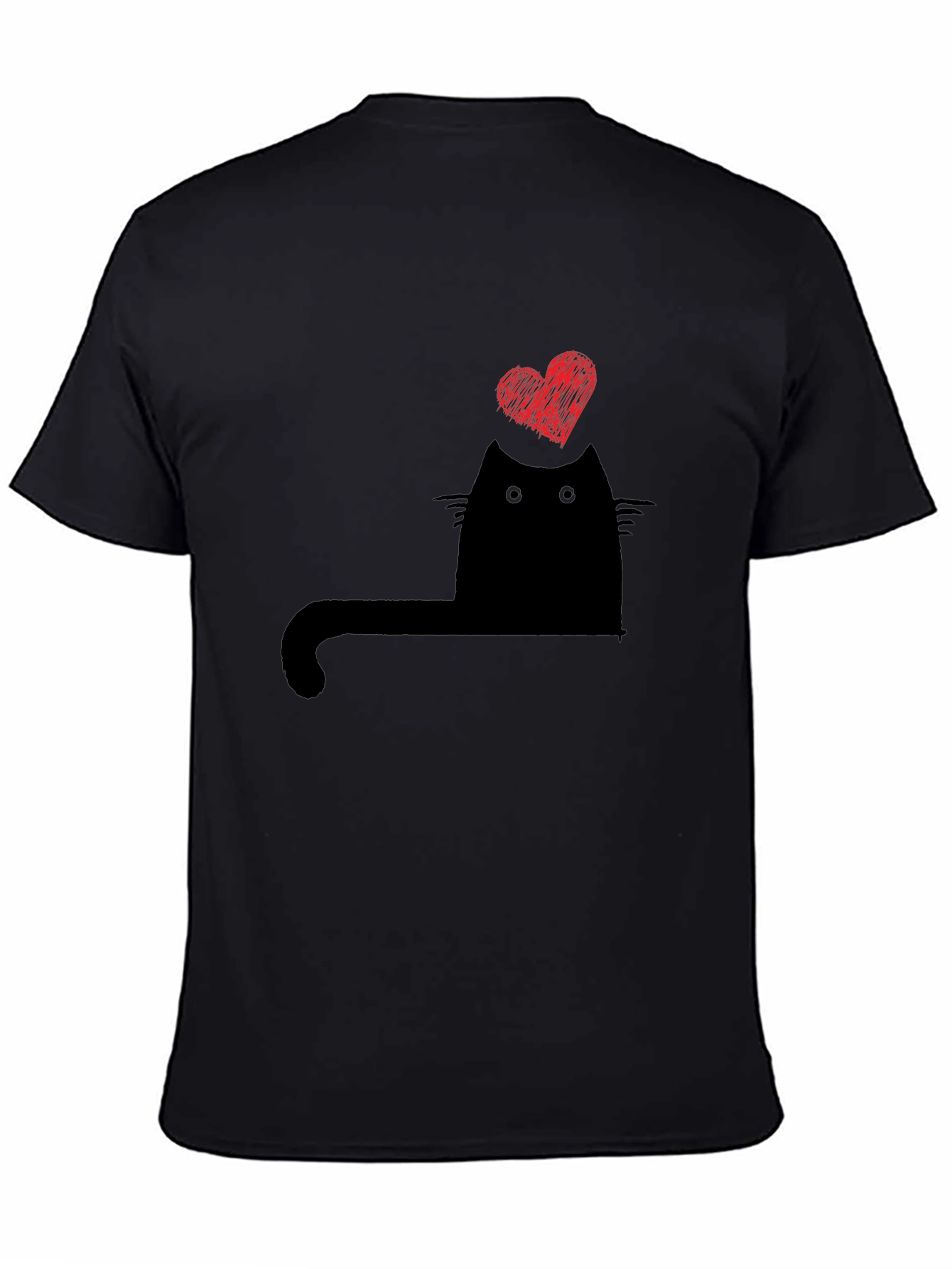 Cat Heart Graphic T-Shirt - Black