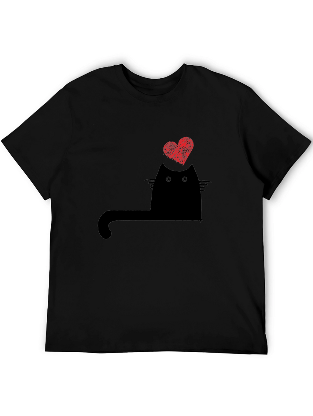Cat Heart Graphic T-Shirt - Black