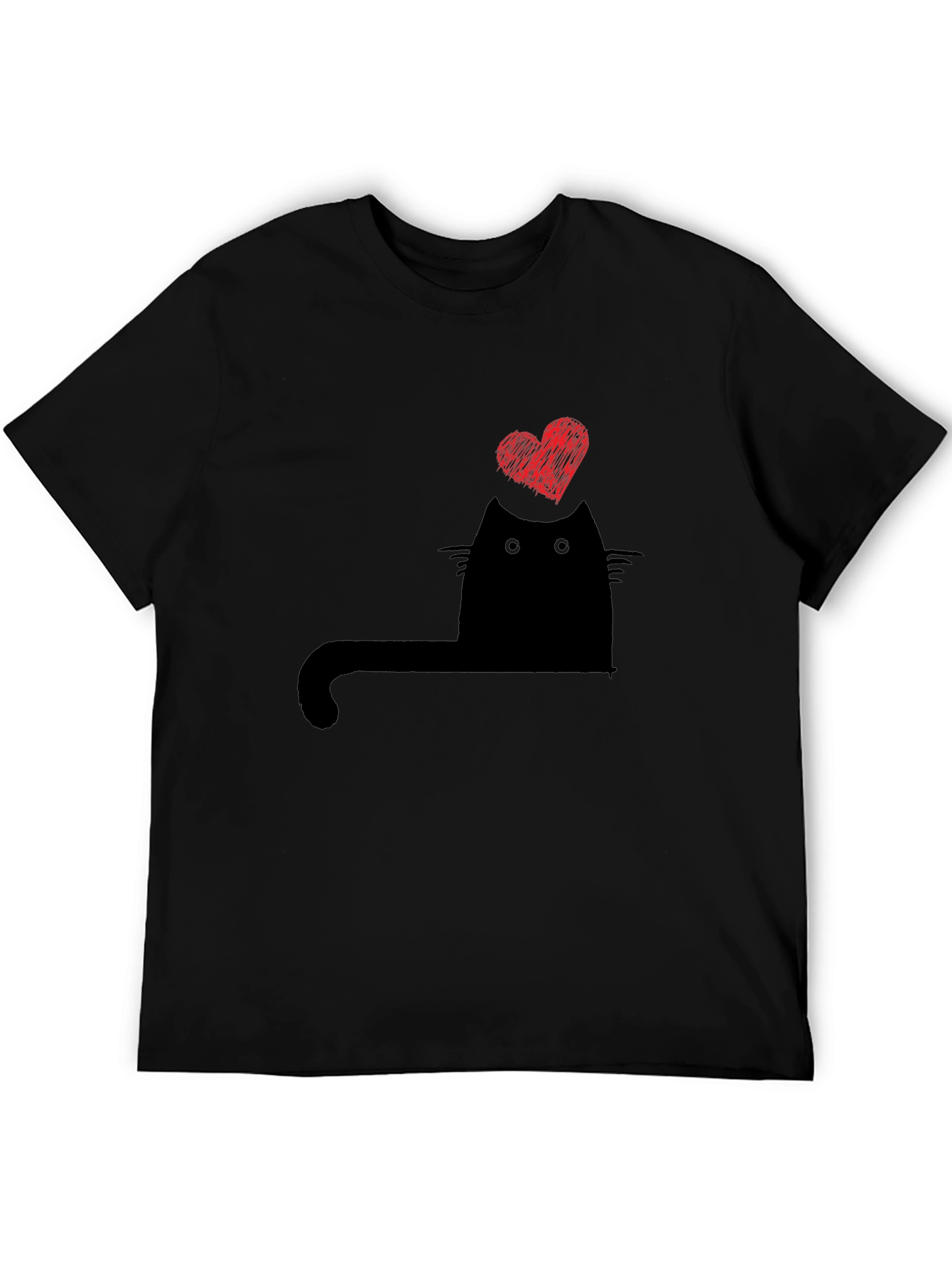 Cat Heart Graphic T-Shirt - Black