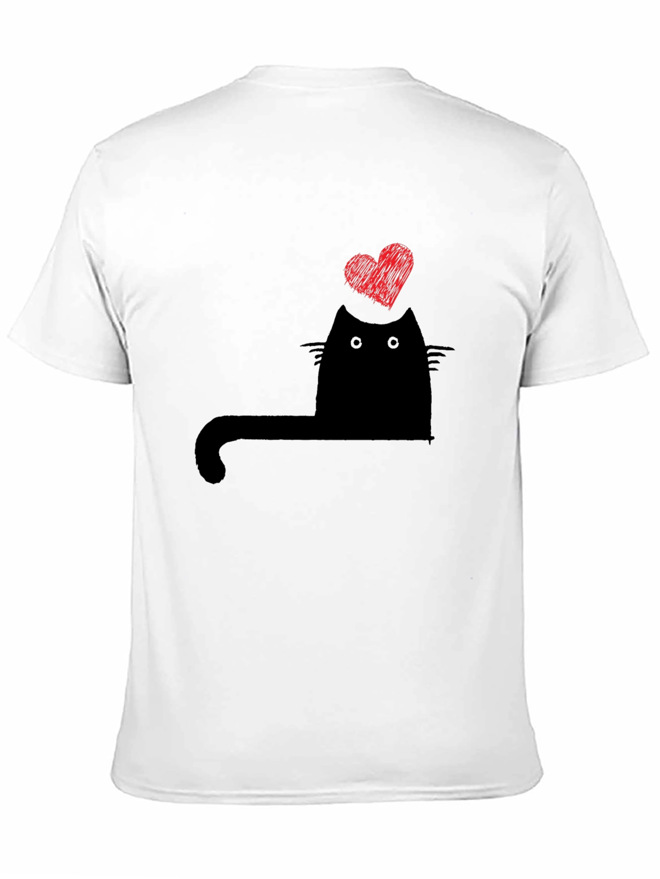 Cat Heart Graphic T-Shirt - Black