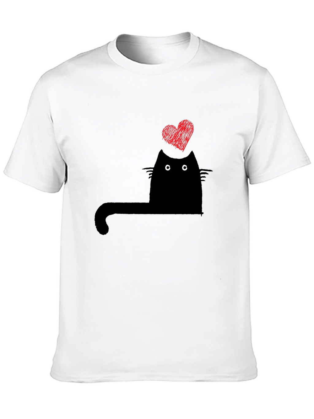 Cat Heart Graphic T-Shirt - Black