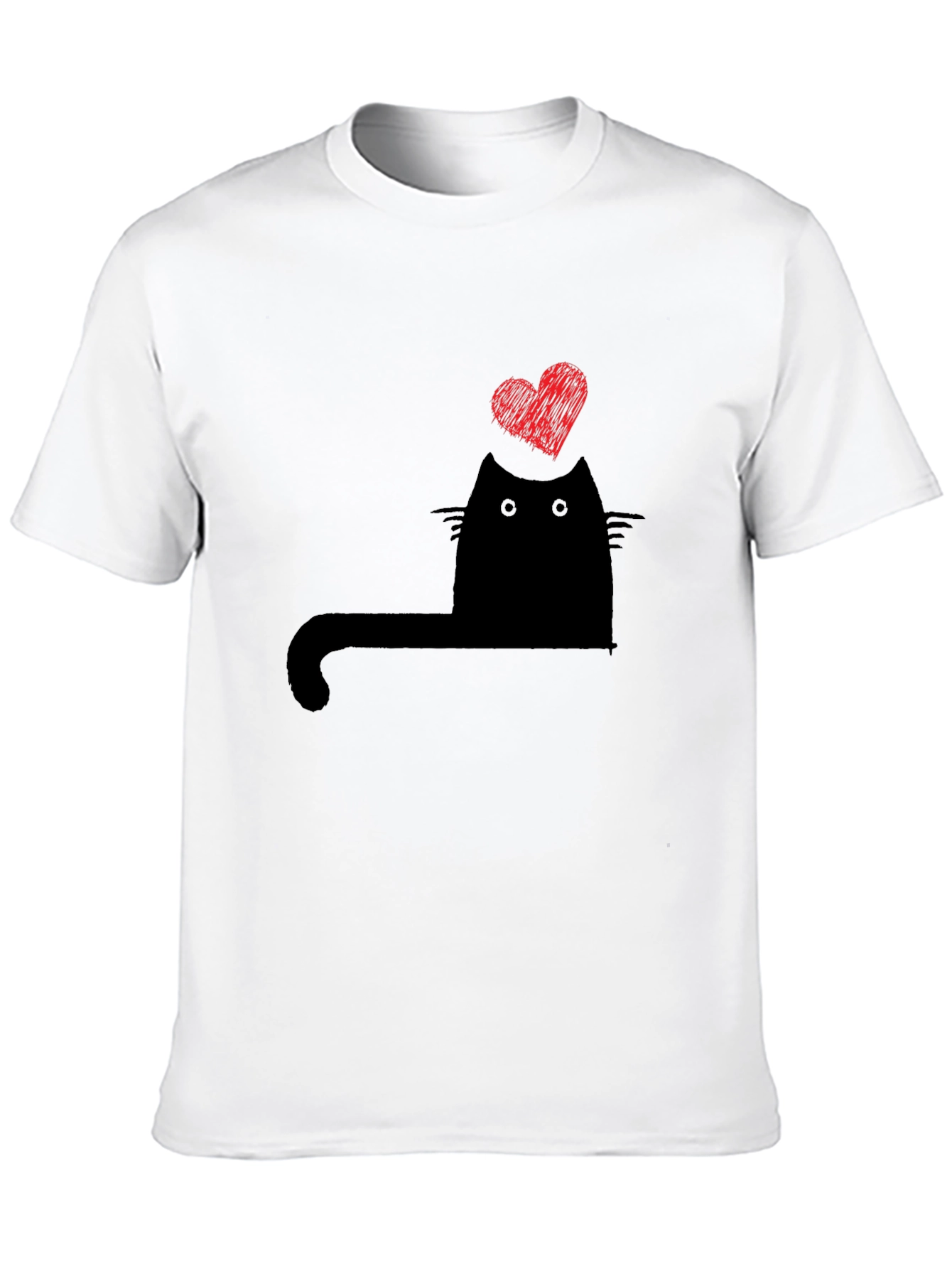Cat Heart Graphic T-Shirt - Black