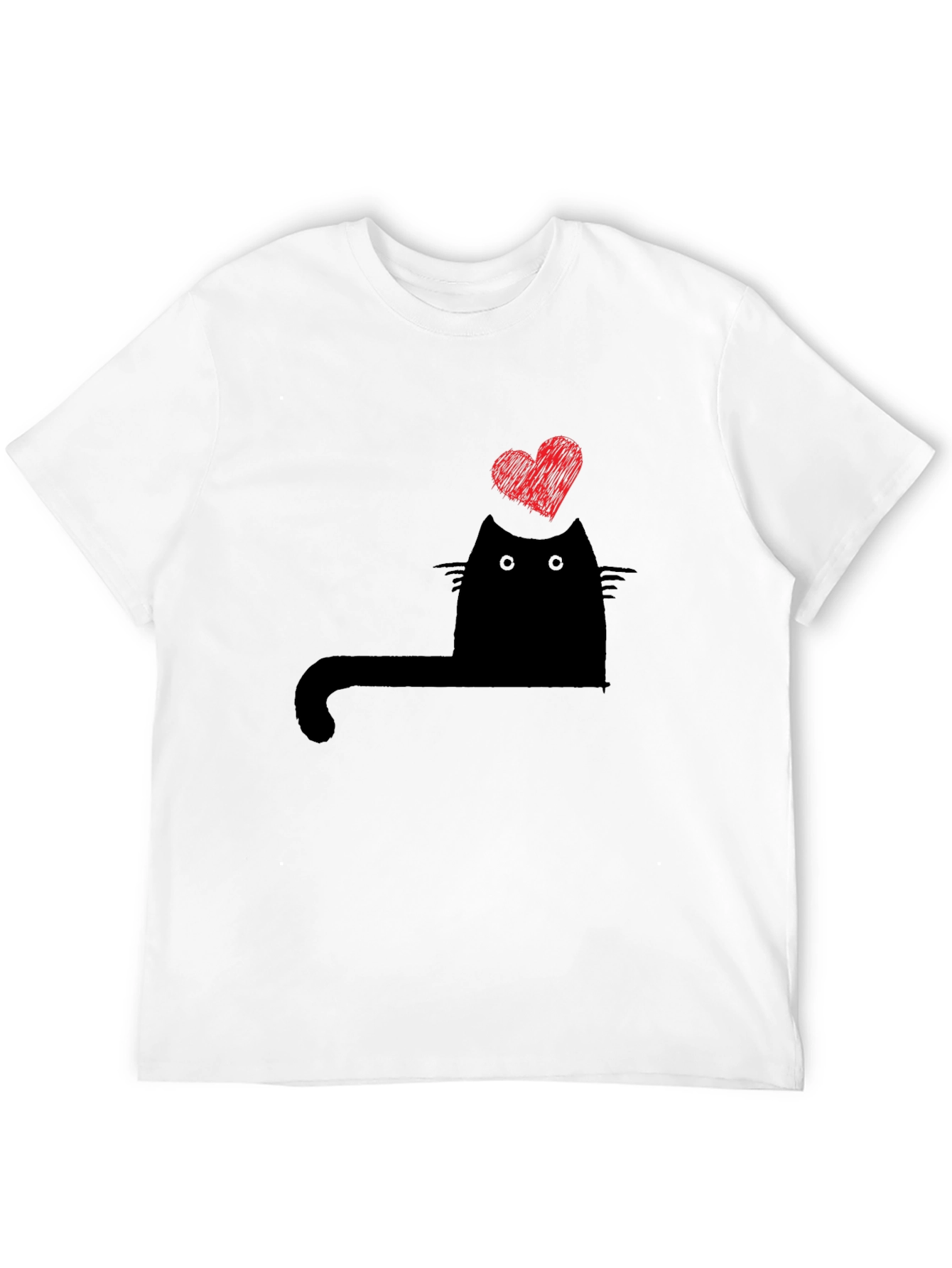 Cat Heart Graphic T-Shirt - Black