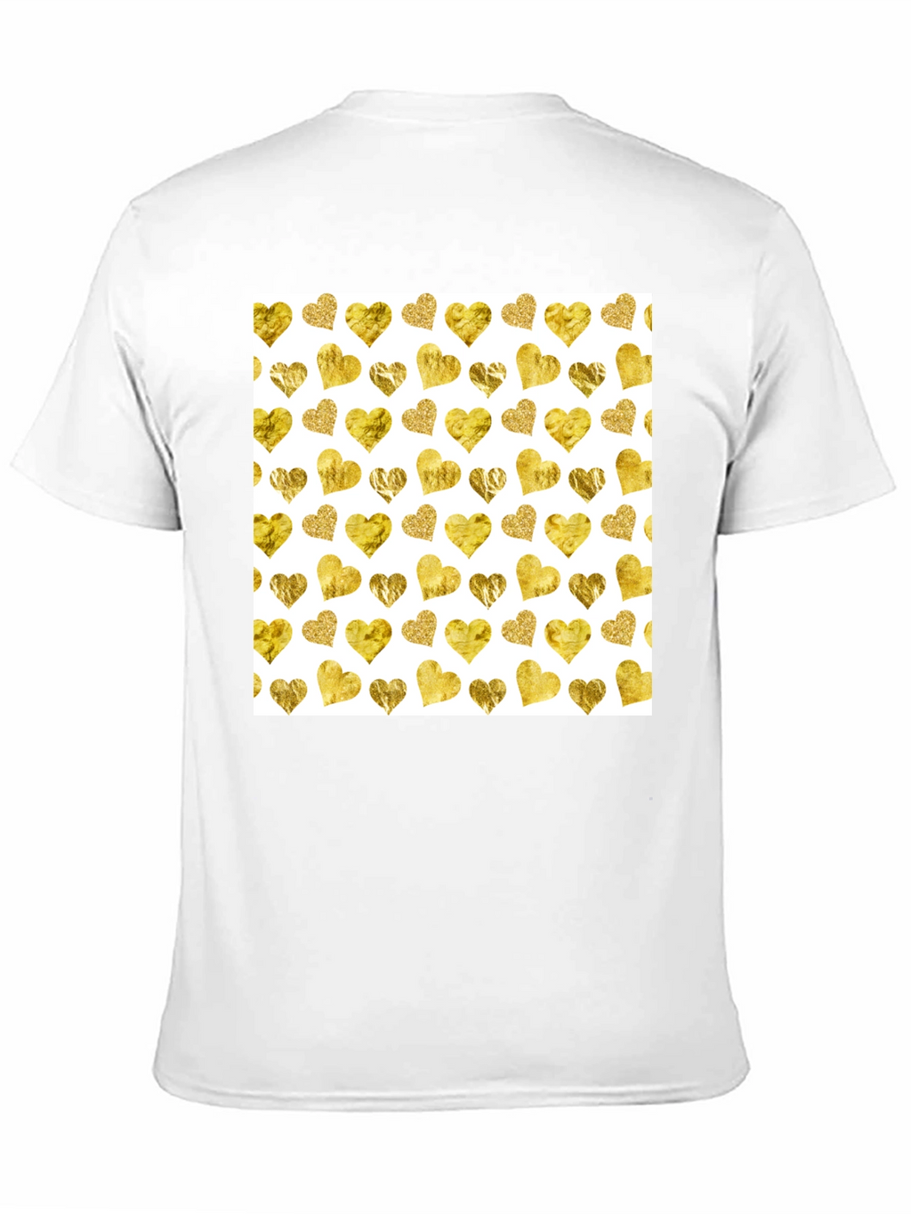Gold Hearts Pattern Black Tee
