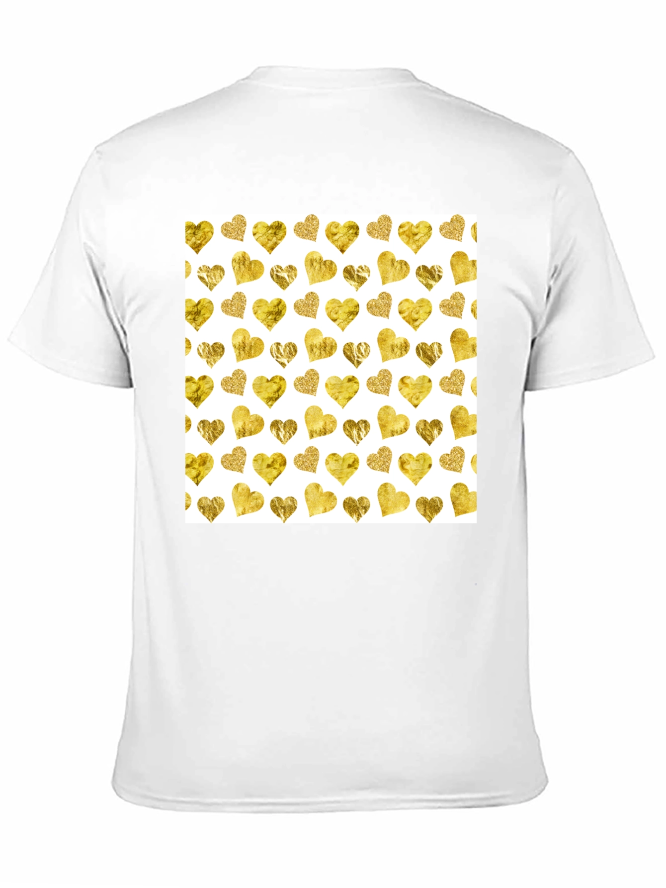 Gold Hearts Pattern Black Tee