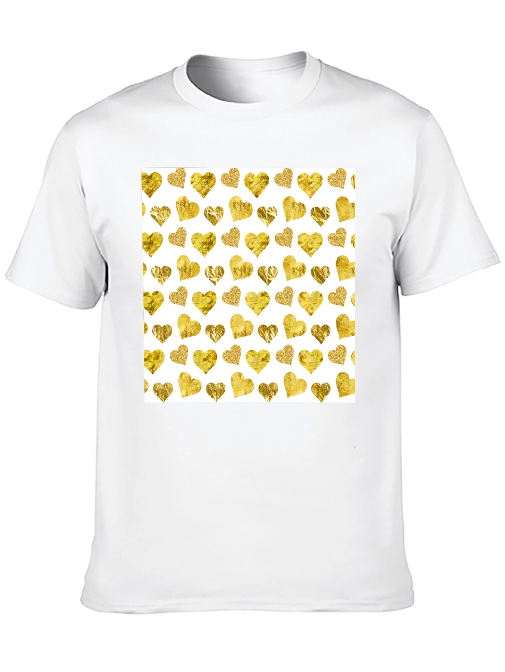 Gold Hearts Pattern Black Tee