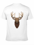 Deer Head Graphic Print Black T-Shirt