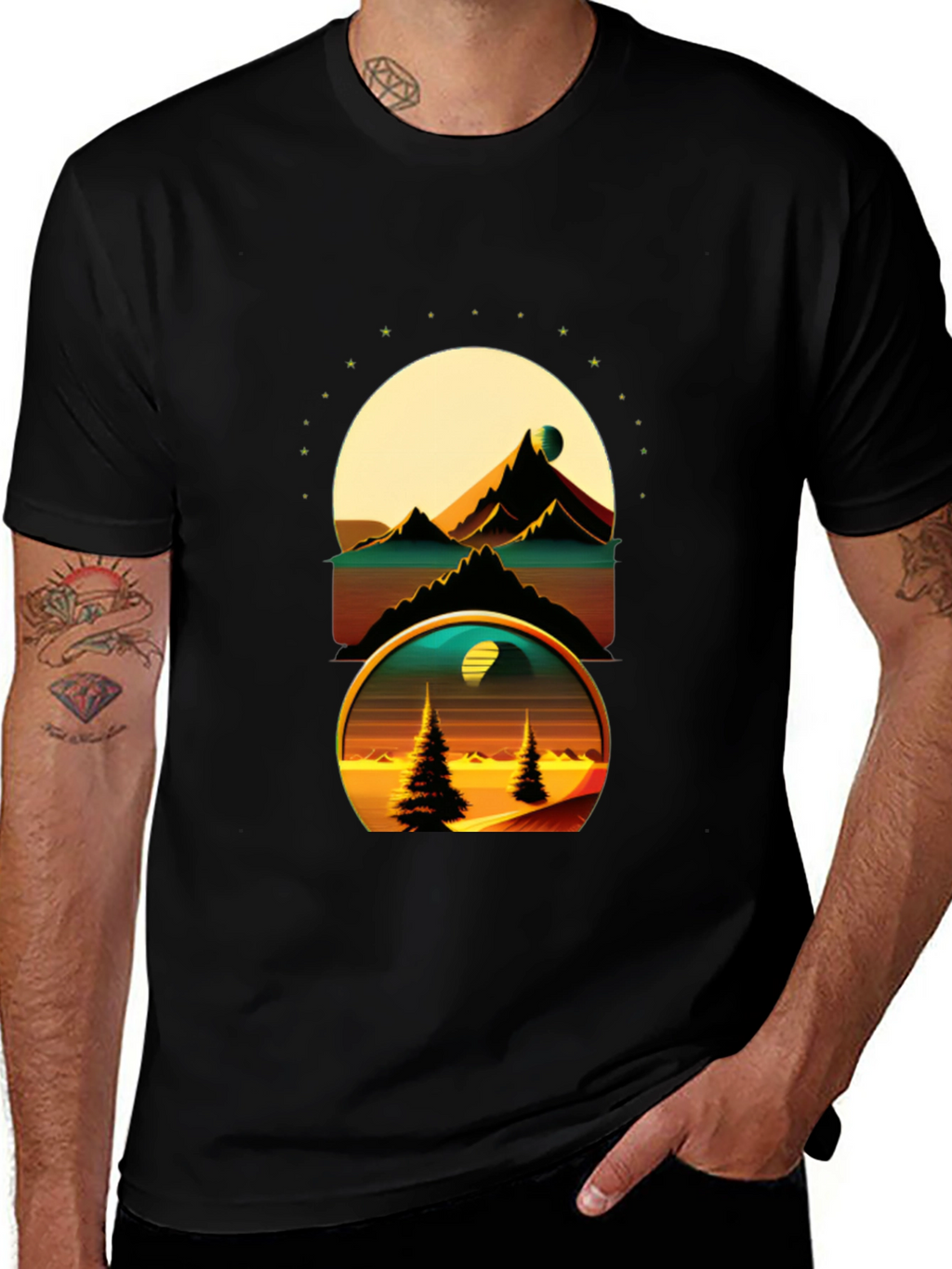 Retro Landscape Graphic T-Shirt - Soft Cotton Tee
