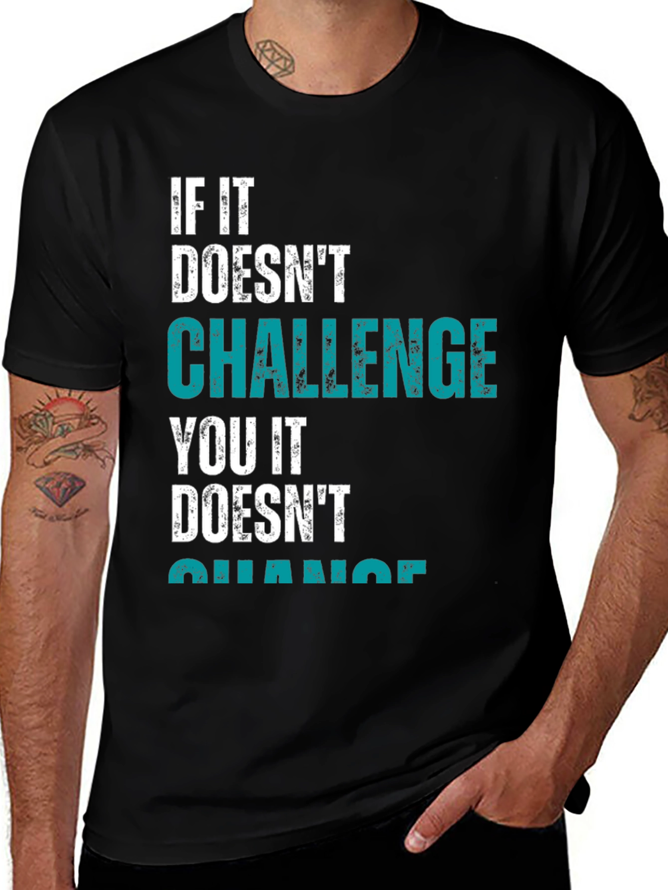 Challenge Yourself Black Graphic Tee