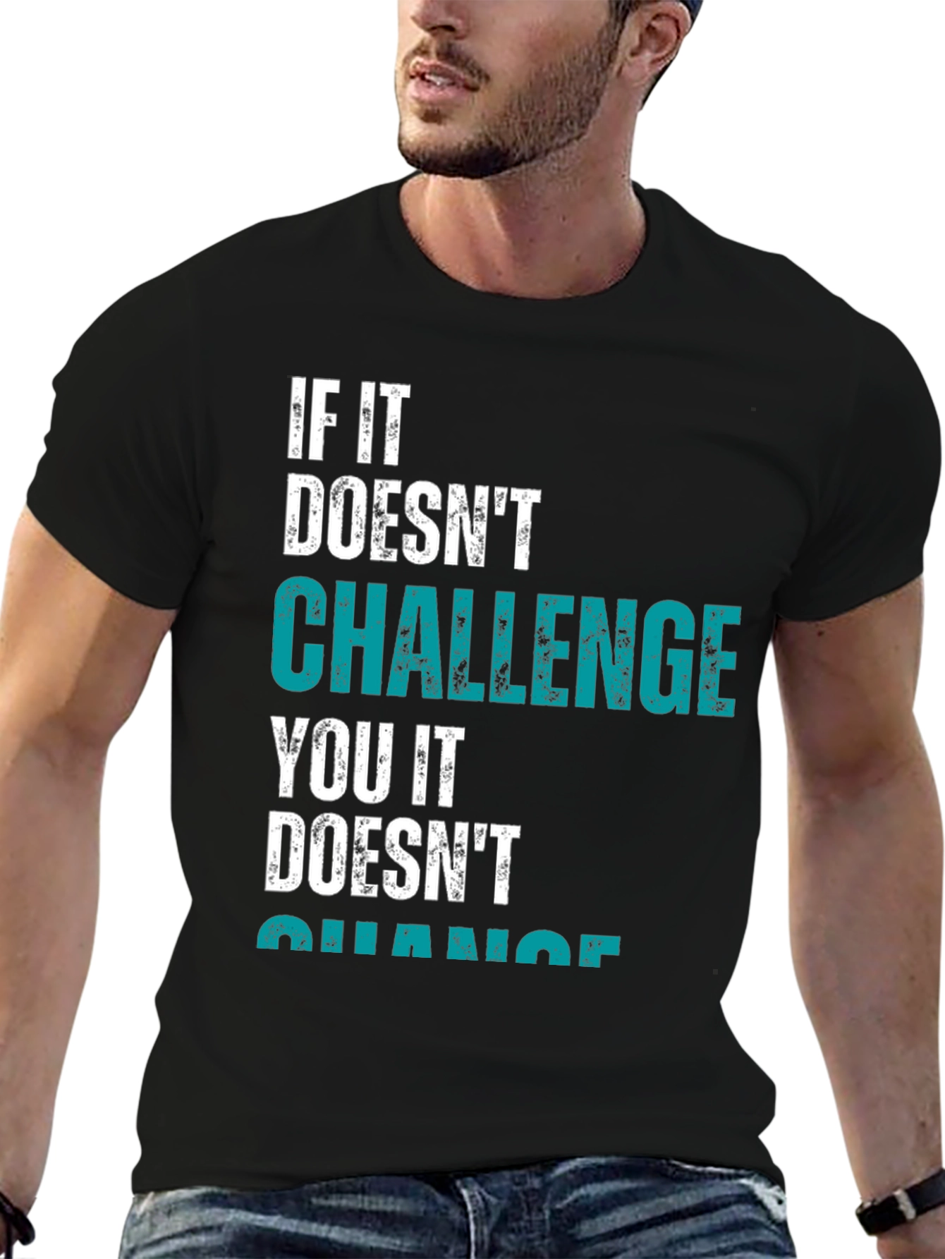 Challenge Yourself Black Graphic Tee