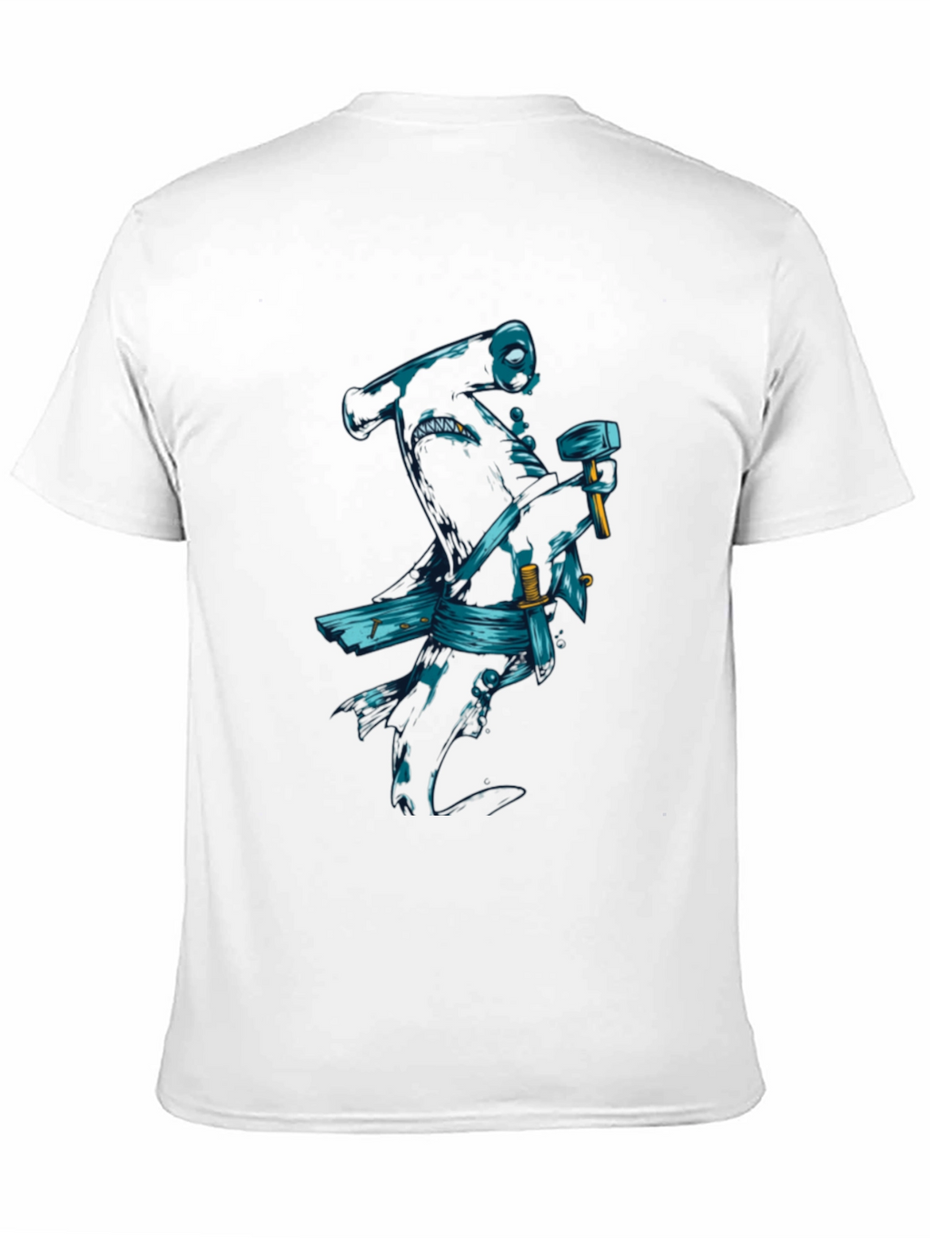 Black T-Shirt with Samurai Shark Graphic