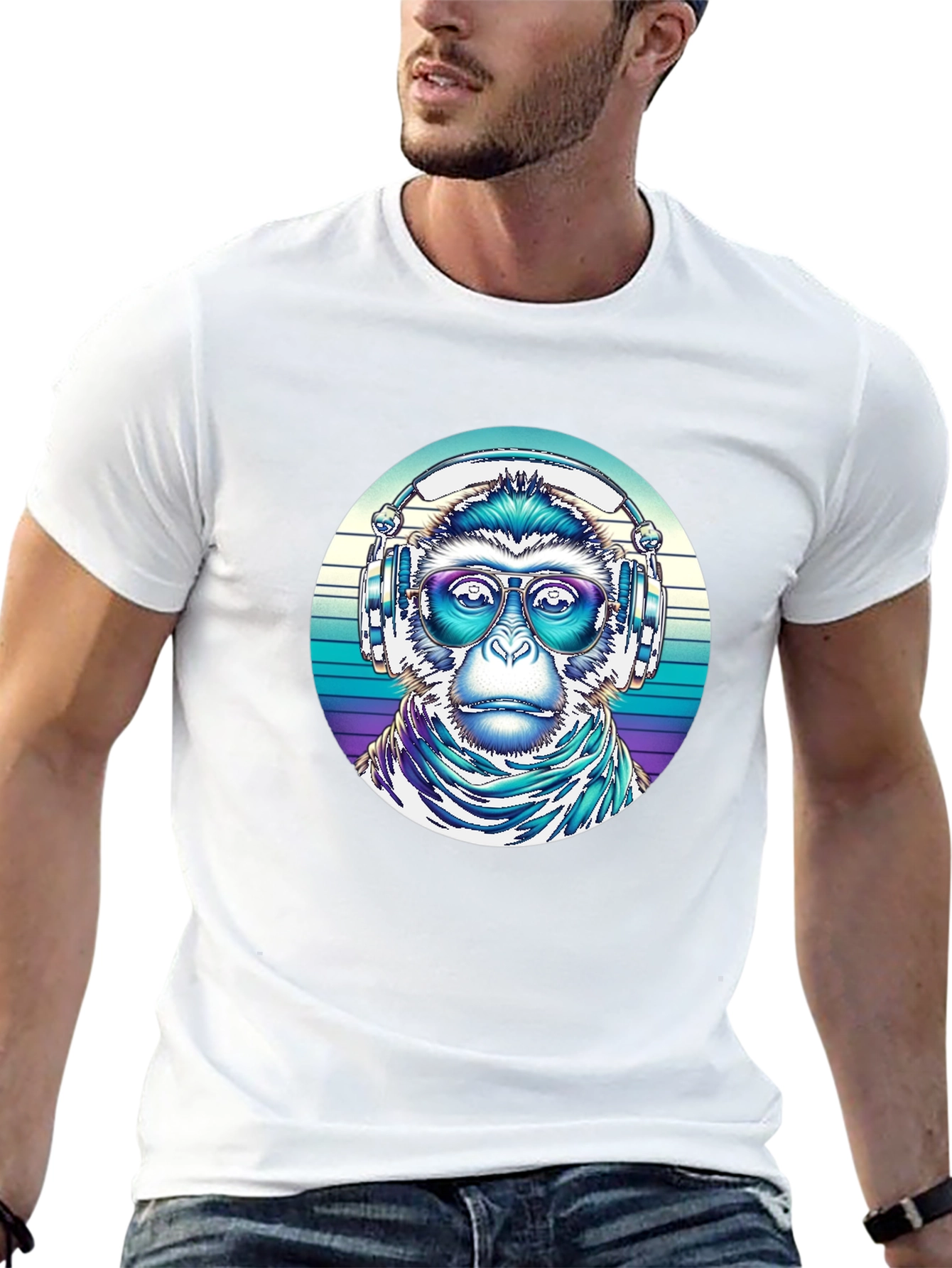 Monkey DJ Graphic Tee - Cool Retro Vibe!