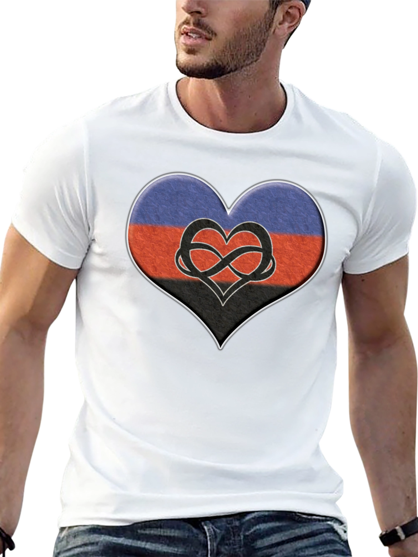 Polyamory Heart Flag T-Shirt - Black