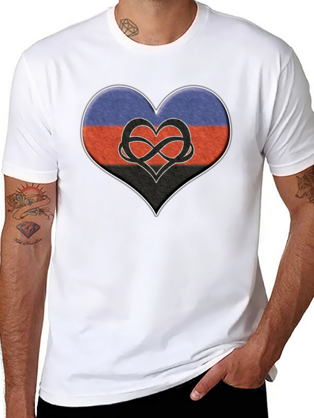 Polyamory Heart Flag T-Shirt - Black