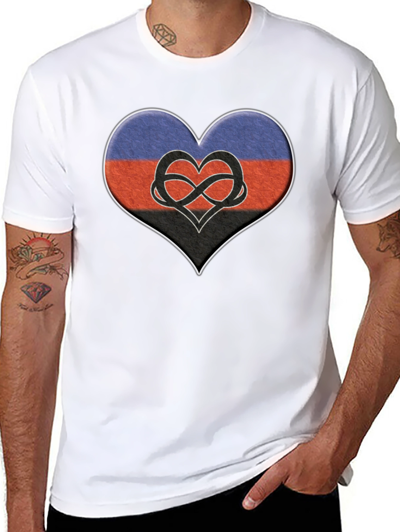 Polyamory Heart Flag T-Shirt - Black