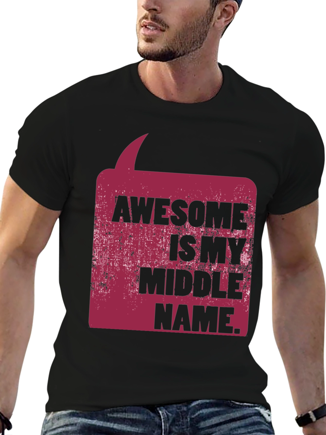 Awesome Middle Name Graphic Tee - Black