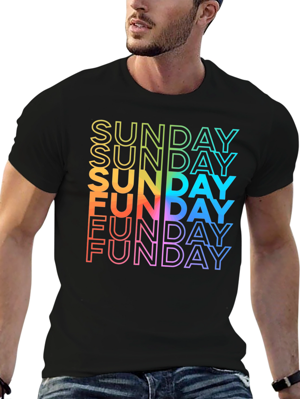 Rainbow Sunday Funday Graphic T-Shirt