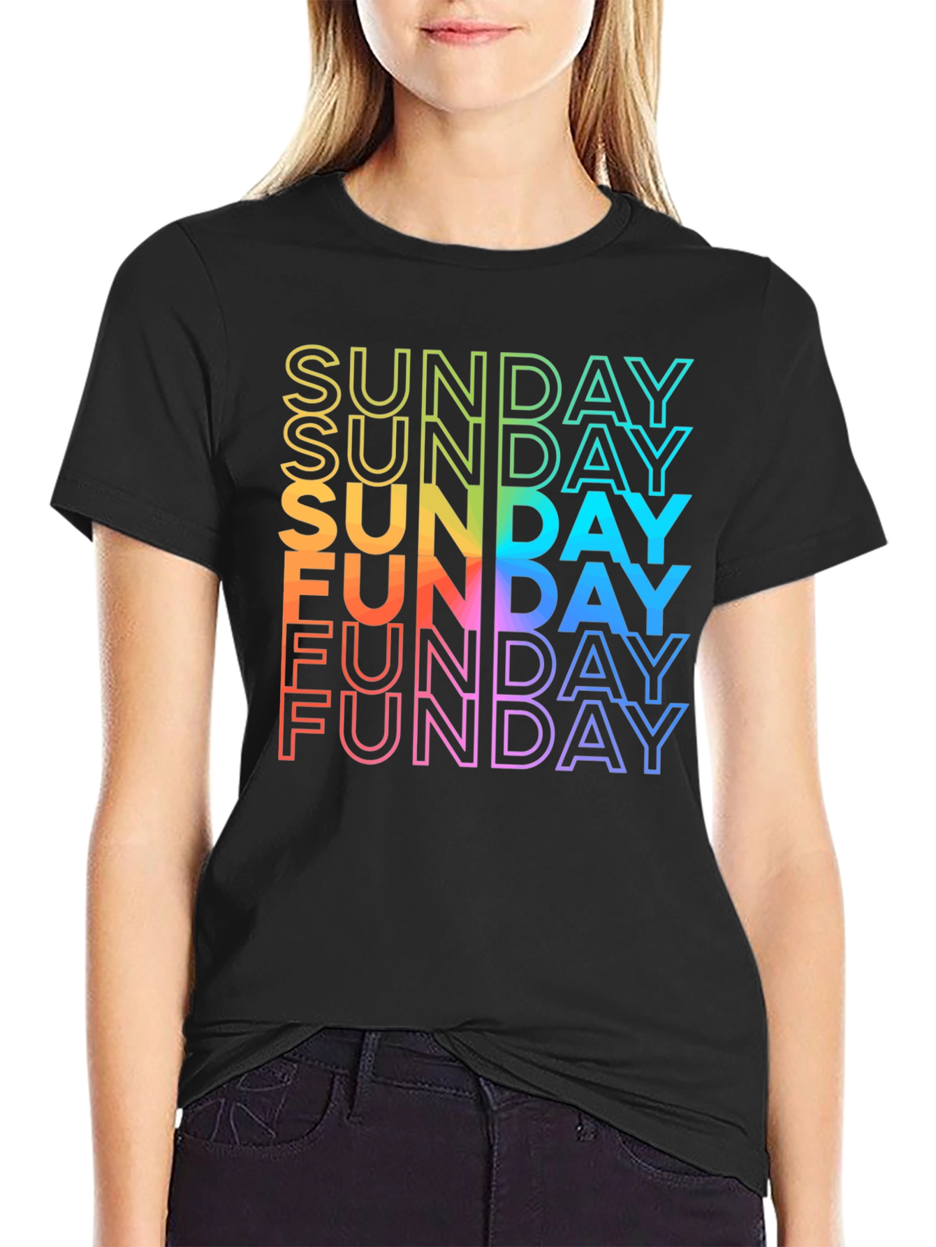 Rainbow Sunday Funday Graphic T-Shirt