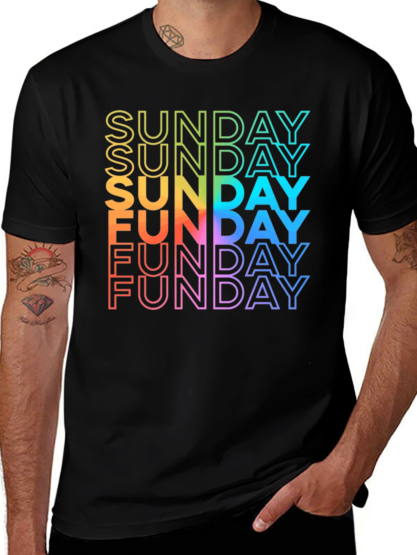 Rainbow Sunday Funday Graphic T-Shirt