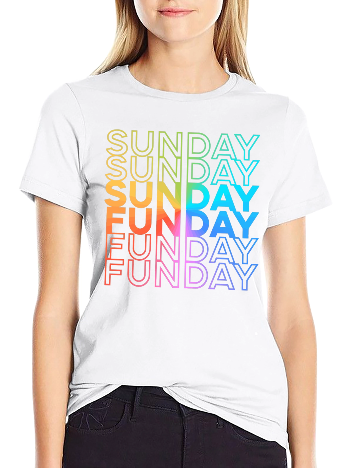 Rainbow Sunday Funday Graphic T-Shirt