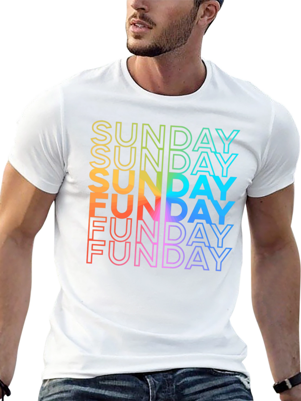 Rainbow Sunday Funday Graphic T-Shirt