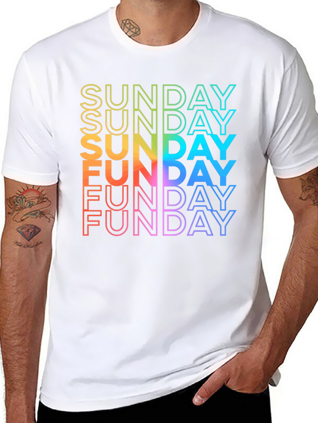 Rainbow Sunday Funday Graphic T-Shirt