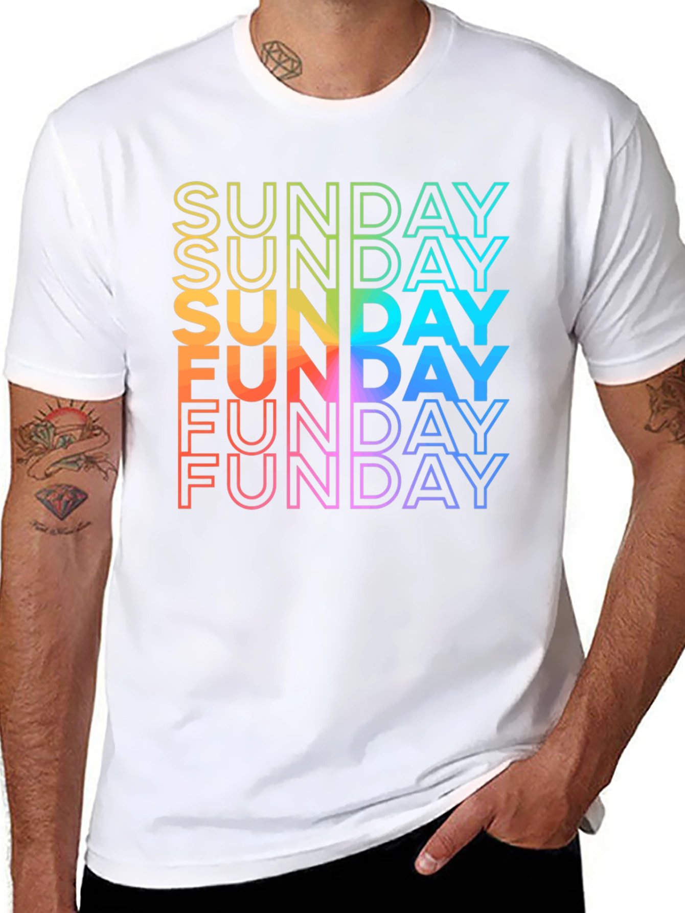 Rainbow Sunday Funday Graphic T-Shirt
