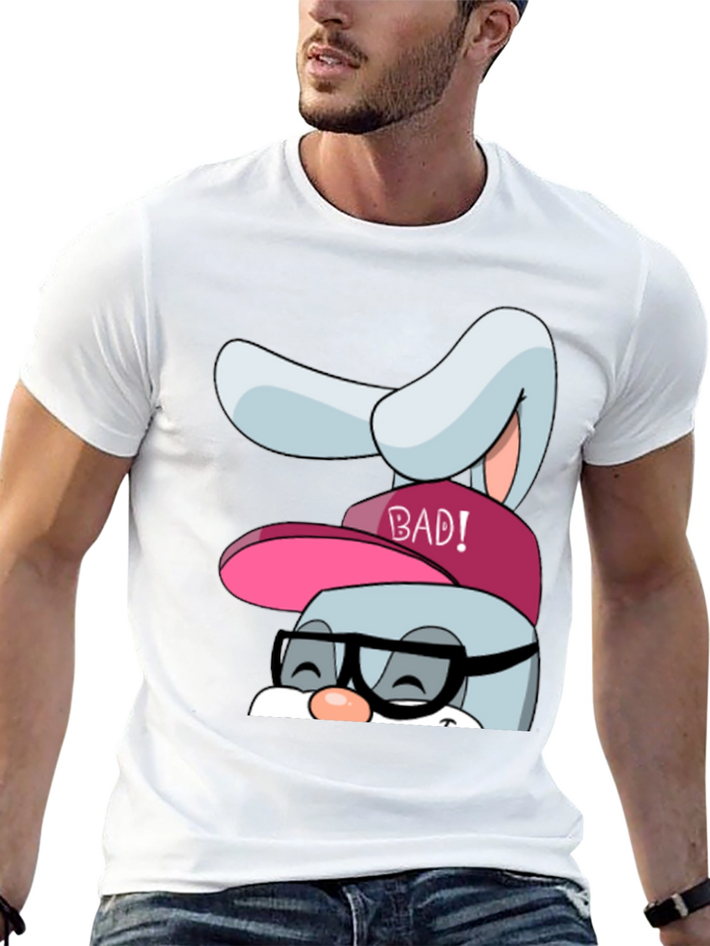 Bad Bunny Graphic Tee - Black Cotton Blend