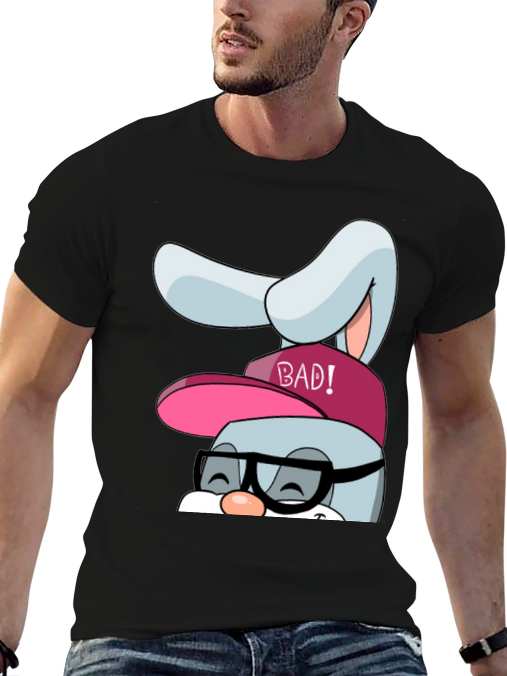Bad Bunny Graphic Tee - Black Cotton Blend