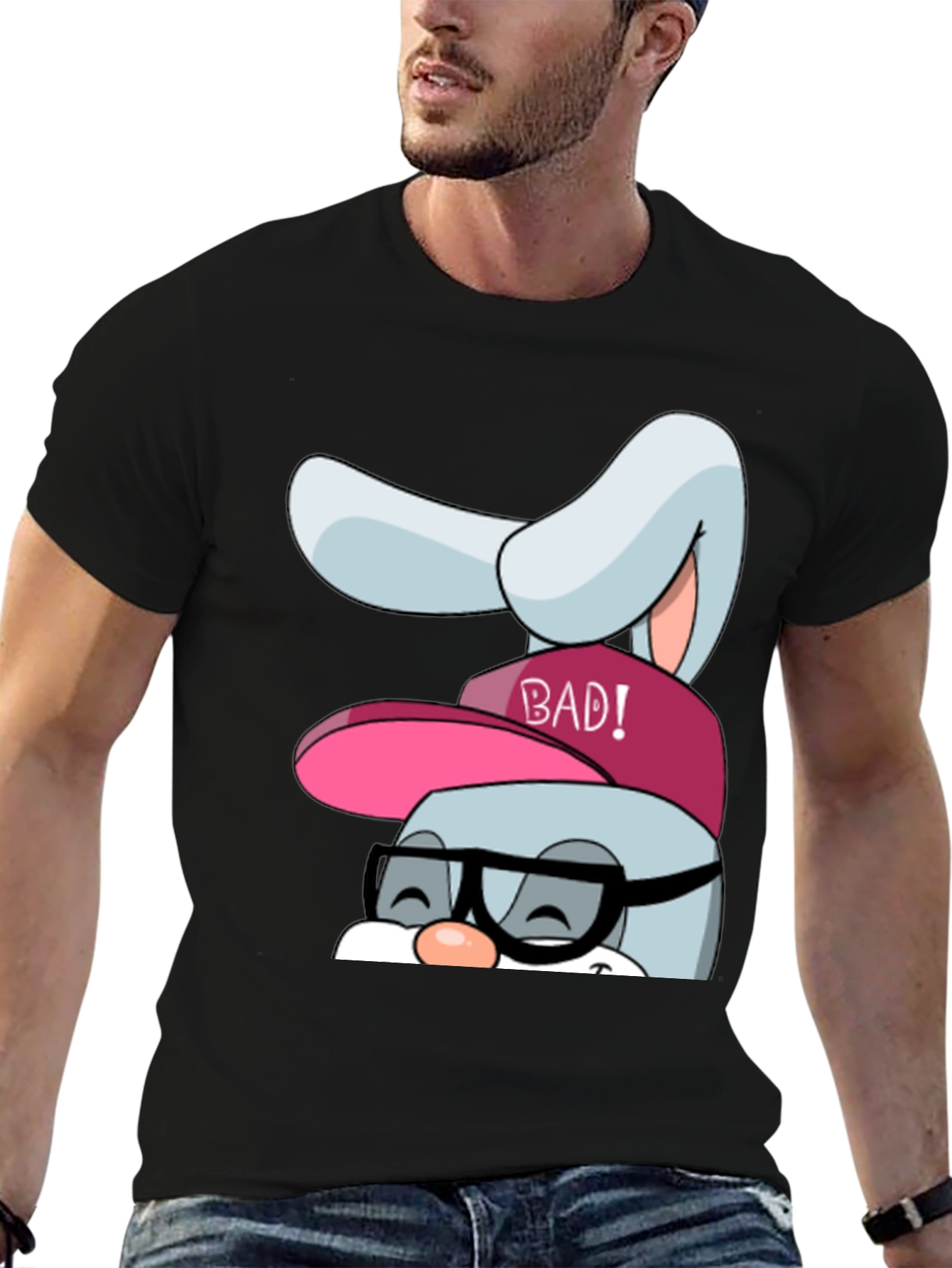 Bad Bunny Graphic Tee - Black Cotton Blend