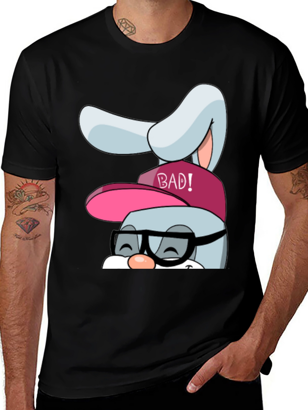 Bad Bunny Graphic Tee - Black Cotton Blend