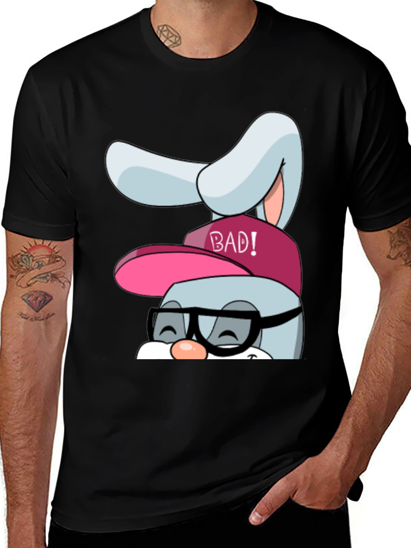 Bad Bunny Graphic Tee - Black Cotton Blend