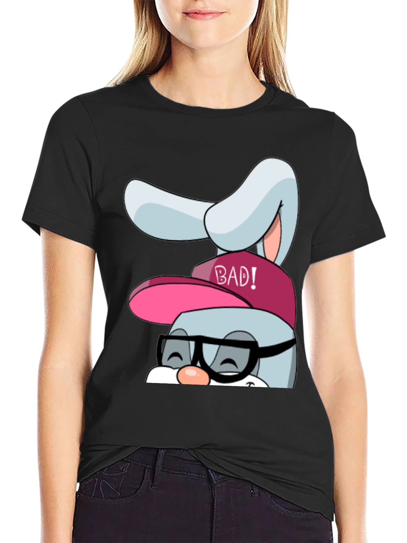 Bad Bunny Graphic Tee - Black Cotton Blend