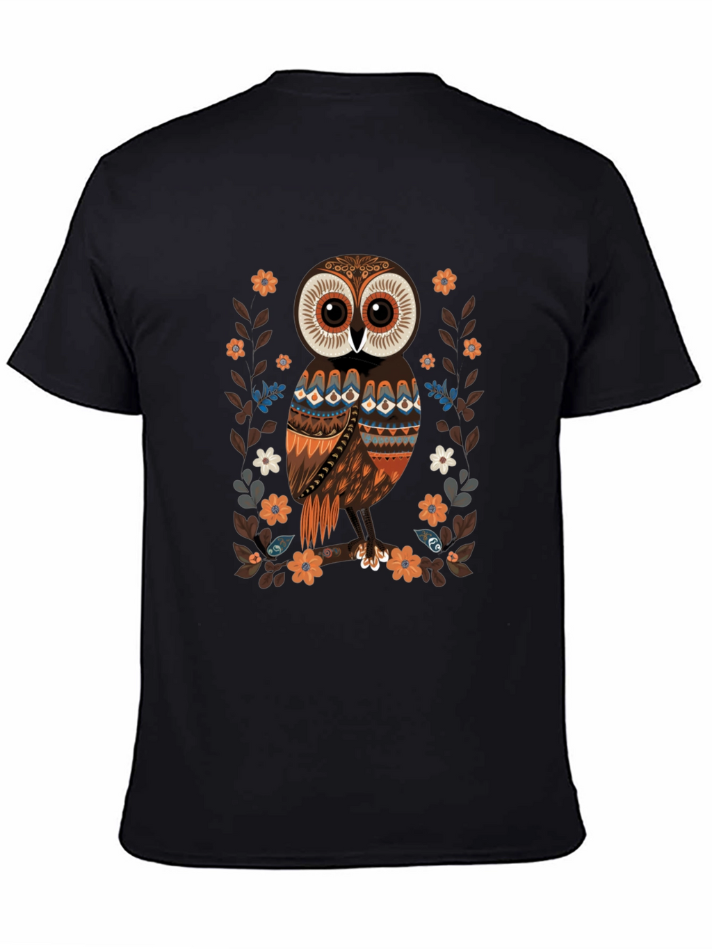 Owl Graphic Print Mens Black T-Shirt