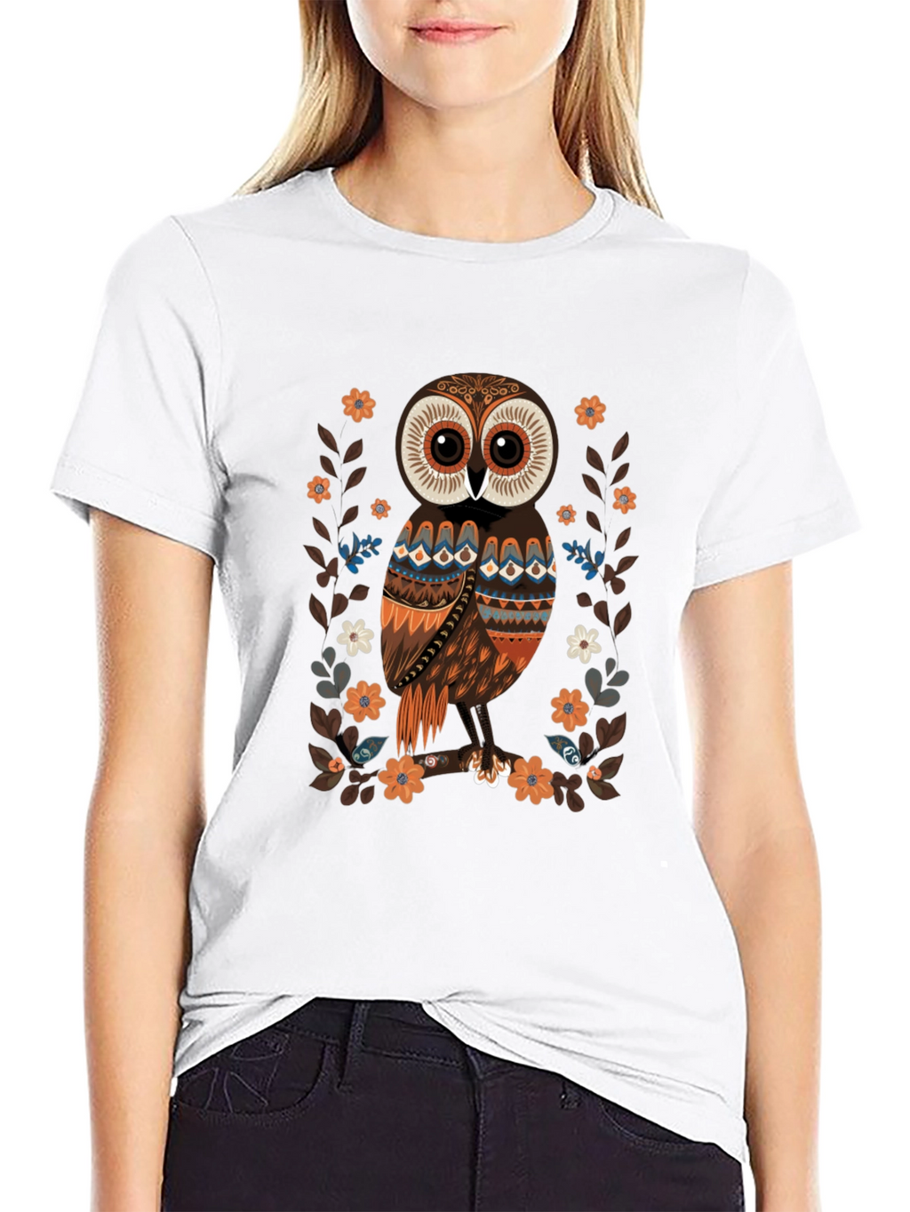 Owl Graphic Print Mens Black T-Shirt