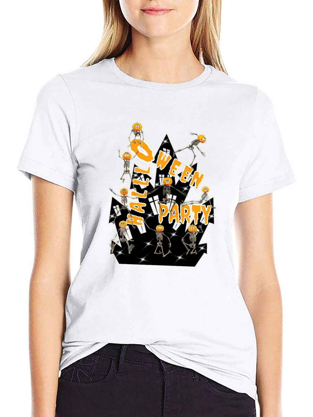 Halloween Party Pumpkin Skeleton T-Shirt