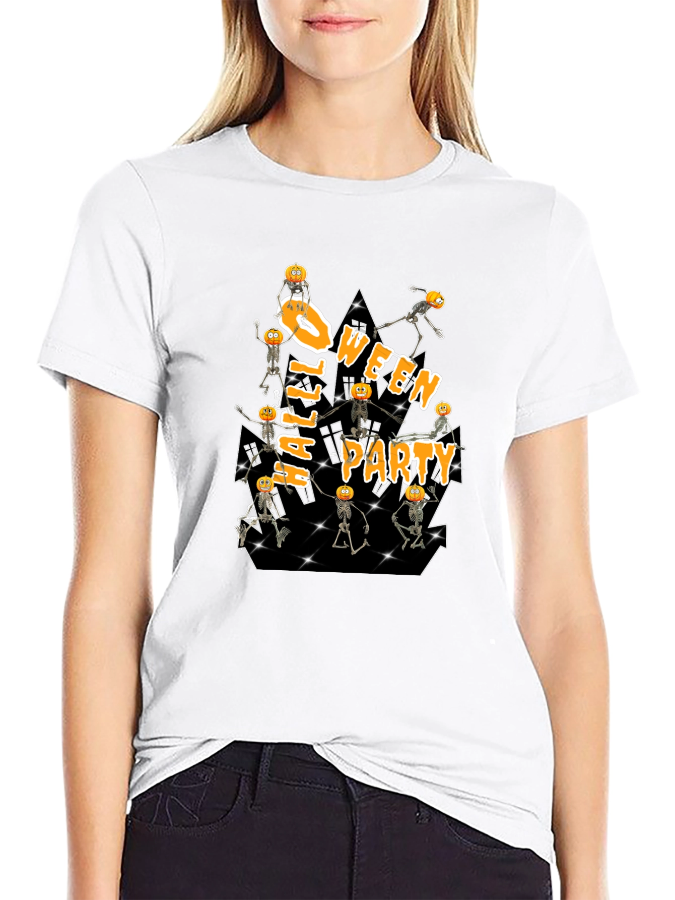 Halloween Party Pumpkin Skeleton T-Shirt