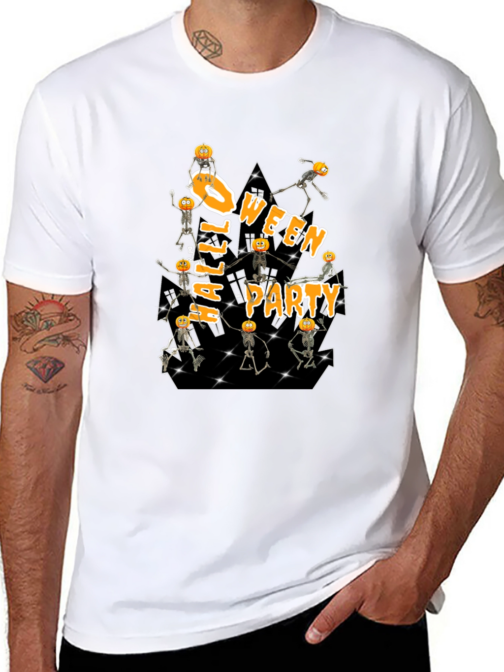 Halloween Party Pumpkin Skeleton T-Shirt