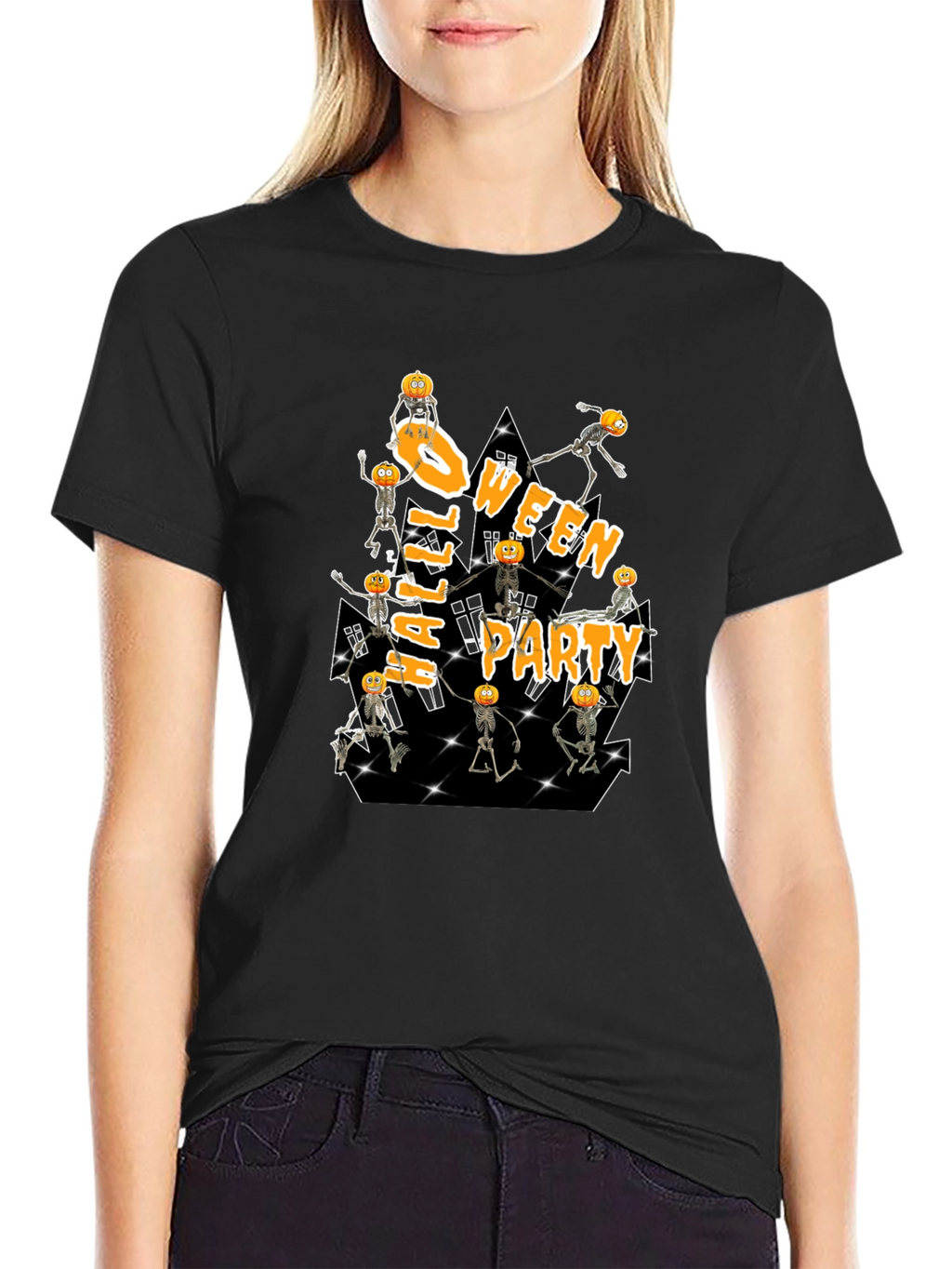 Halloween Party Pumpkin Skeleton T-Shirt