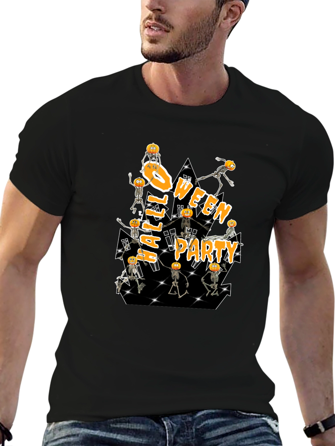 Halloween Party Pumpkin Skeleton T-Shirt