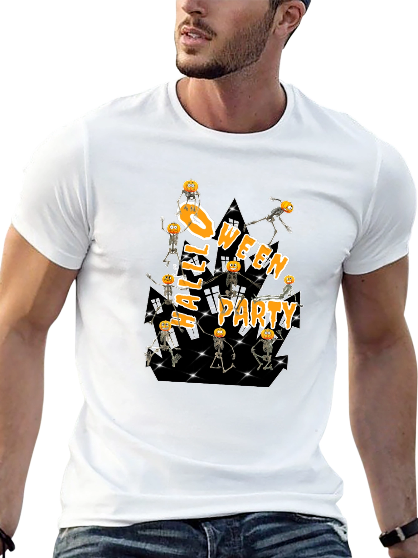 Halloween Party Pumpkin Skeleton T-Shirt