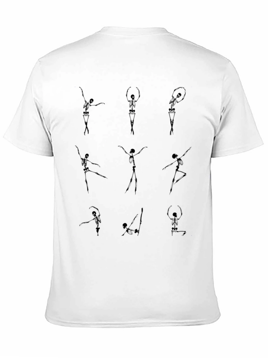Dancing Skeletons Graphic Tee - Black Cotton Casual