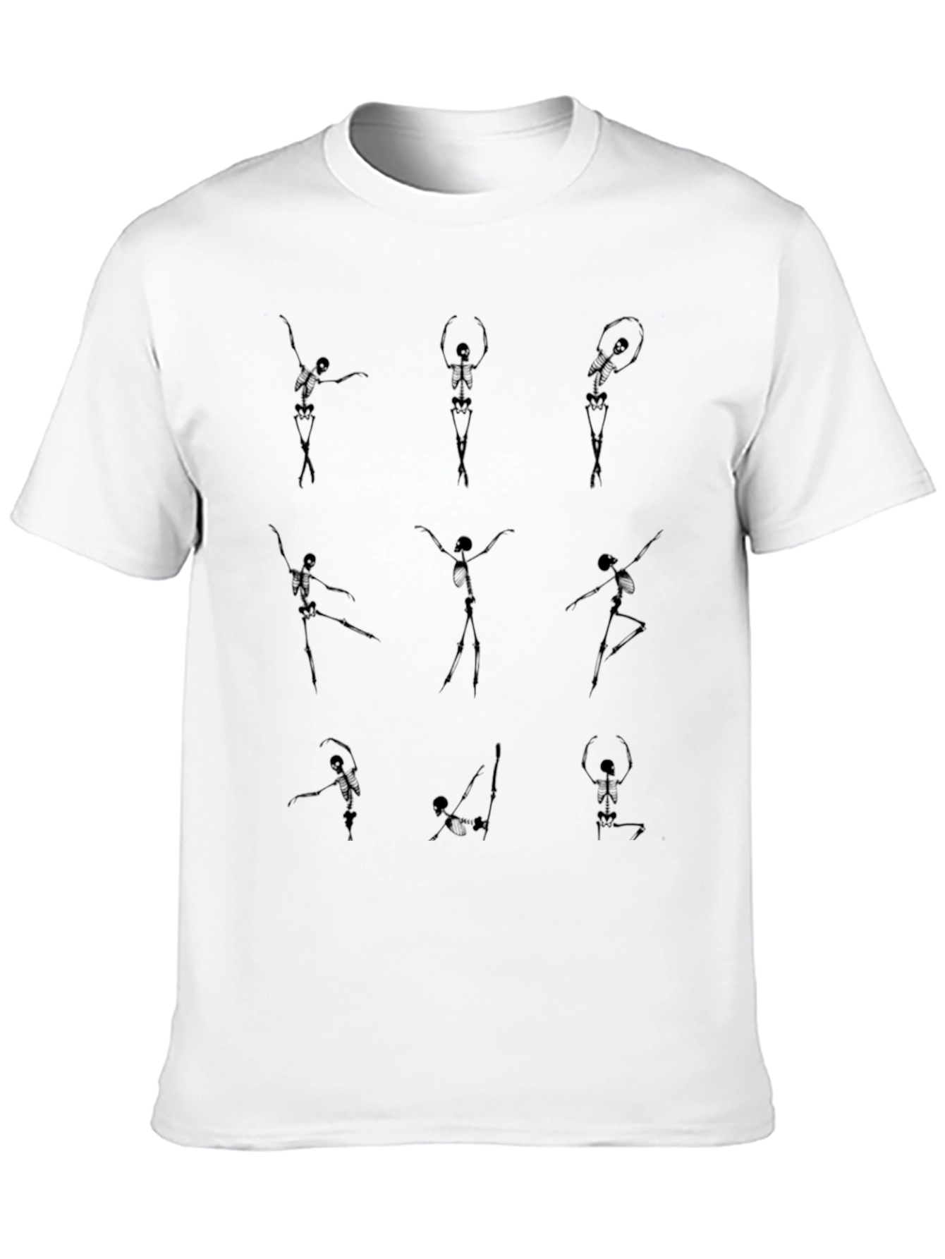 Dancing Skeletons Graphic Tee - Black Cotton Casual