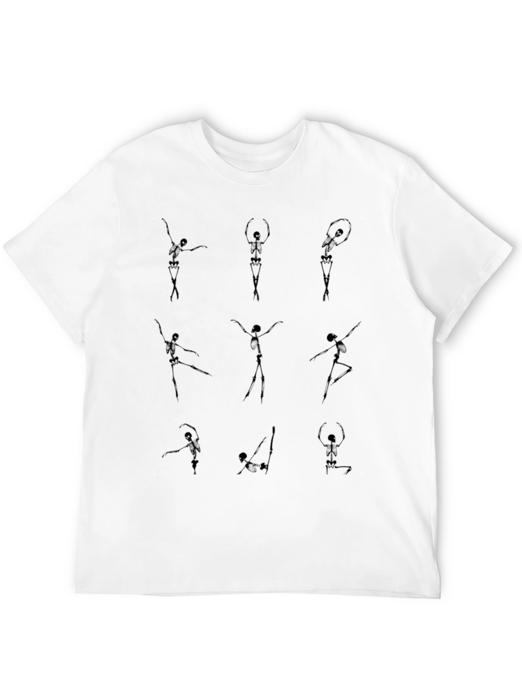 Dancing Skeletons Graphic Tee - Black Cotton Casual