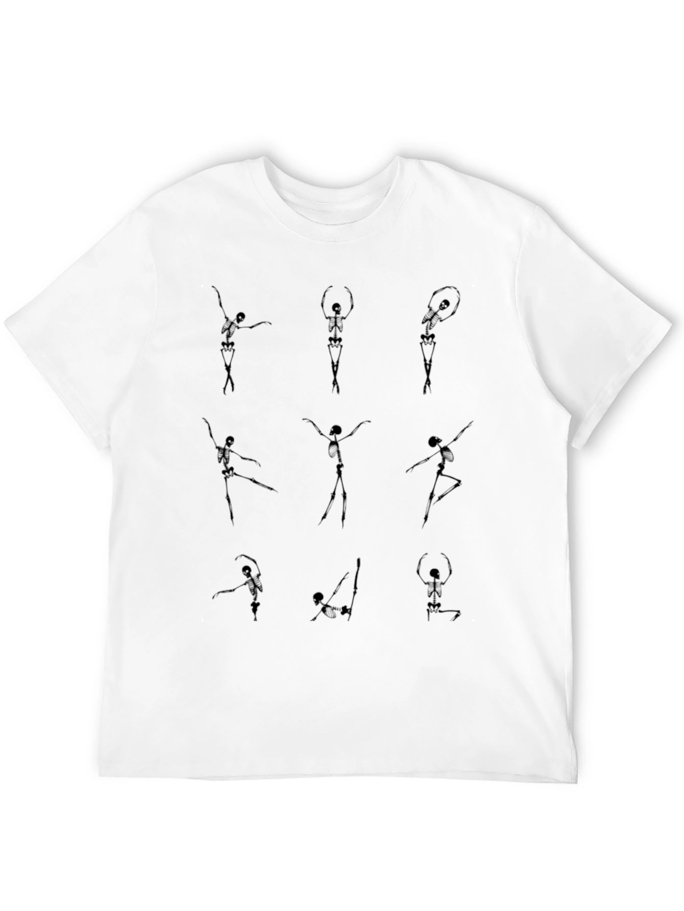 Dancing Skeletons Graphic Tee - Black Cotton Casual