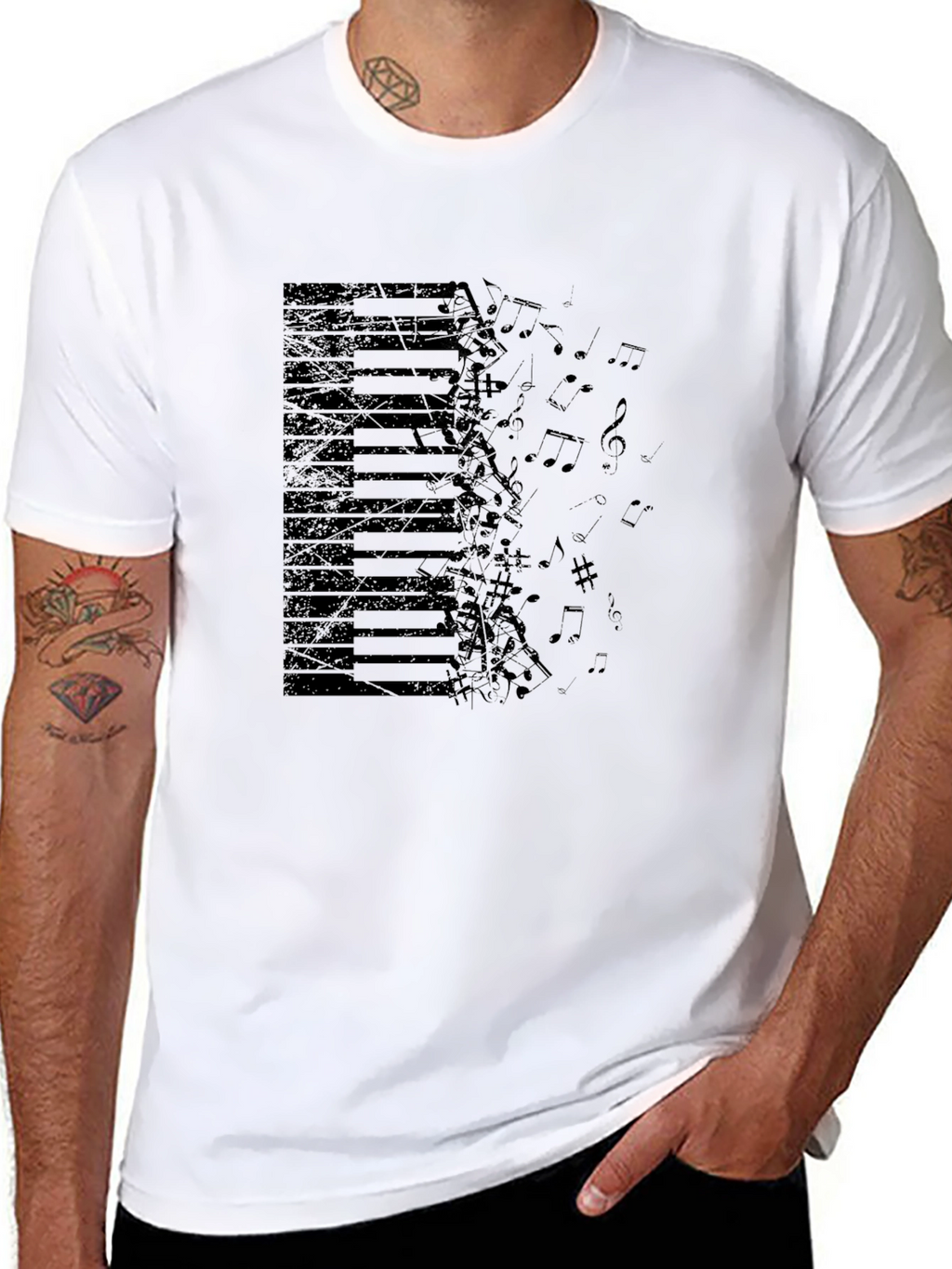 Piano Keys & Notes Graphic Tee - Black